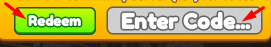 The "Enter Code" box and Redeem button in Fishing Incremental 2