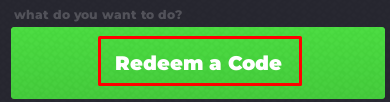 The "Redeem a Code" button in Flex UGC Codes
