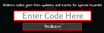 Gensokyo Battlegrounds enter codes box and redeem button