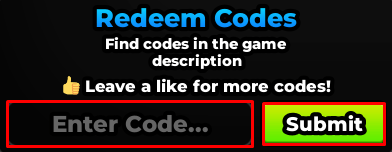 Glide To Hell Obby enter codes box and submit button