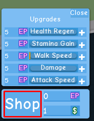 Godzilla Simulator shop button