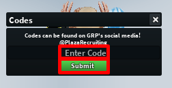 Group Recruiting Plaza enter codes box