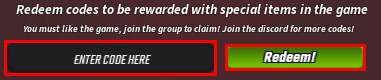Grow Snails enter codes box and redeem button