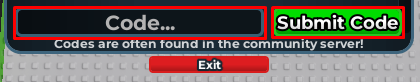 Gubby Tower Defense enter codes box and submit button