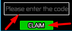 The code redeeming interface in Gun Merge Tycoon