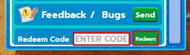 Hatch & Craft: Prehistoric Paradise enter codes box and redeem button