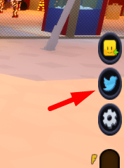 The Twitter icon to open the claim codes interface in Horror Simulator