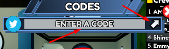 Enter a code box and arrow button to redeem codes in Imposters & Roles