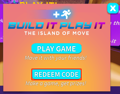 Islands of Move redeem code button