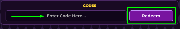 JoJo's Bizarre Incremental enter codes box and redeem button