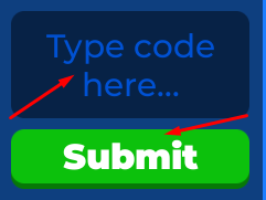 Type code here box and Submit button to redeem codes in Lift Vehicles!