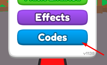 The Codes button in Mega Easy Obby