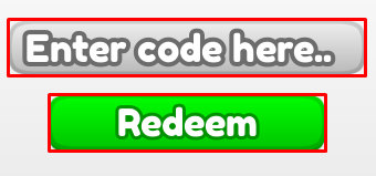 The Enter code here... box and Redeem button in Mega Easy Obby