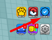 The Codes button in Meme Race