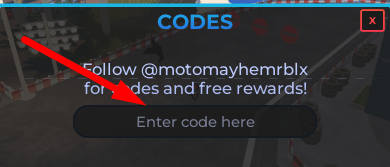 The Enter code here box in Motorcycle Mayhem
