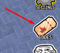 The CODES button in Muscle Military