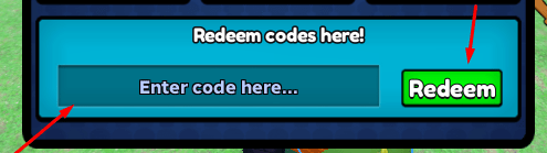 The Enter code here... box and Redeem button in Mushroom WORLD!