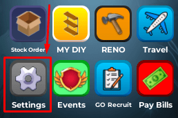 My Card Shop settings button