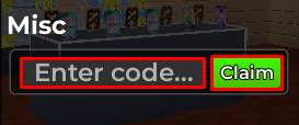 My Card Shop enter codes box and claim button