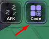 The "Code" button in My Dice Collector