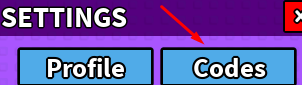 The "Codes" button in My Town's settings page