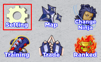 Naruto War Tycoon setting button