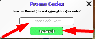 The code redeeming interface in Neighbors