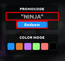 NFT Battle enter codes box and redeem button