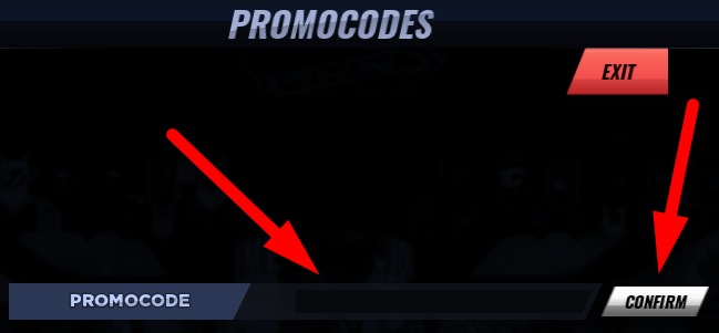 The code redeeming interface in NHL Blast