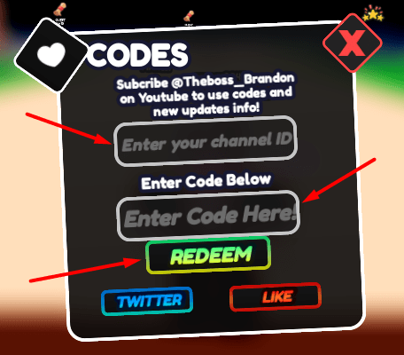 The Enter Code Here! box and REDEEM button in One Fruit