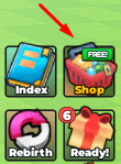 The Shop button in Open Sea For Brainrots