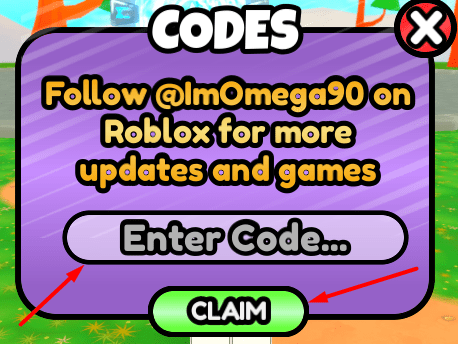 The Enter Code... box and CLAIM button in Paint and Seek