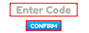 Parkour Rush enter codes box and confirm button