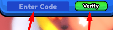 The code redeeming interface in Pillow Fighting Simulator
