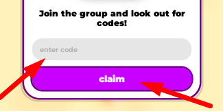 The code redeeming interface in PLS DONATE BUT INFINITE ROBUX
