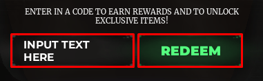 Possessor enter codes box and redeem button