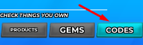 The Codes button in Project Viltrumites' shop