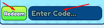 Enter Code box and Redeem button to redeem codes in Ragdoll Training