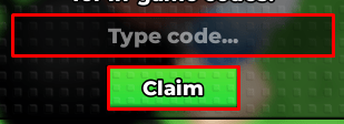 Raise Brainrots enter codes box and claim button