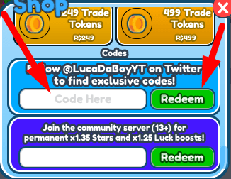The code redeeming interface in Rank Simulator X
