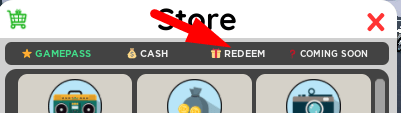 The Redeem button in Ride and Drive Simulator