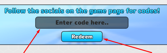 The Enter code here.. box and Redeem button in RNG Heroes