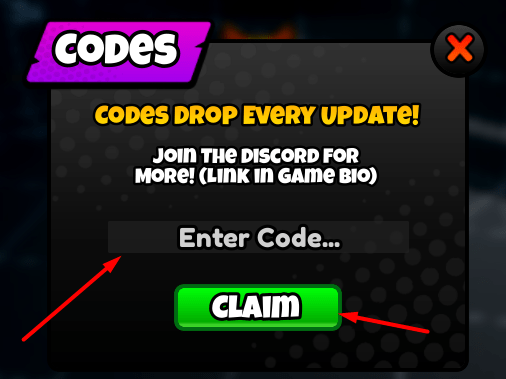 The Enter Code... box and CLAIM button in Rocket Rumble