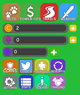 RPG World codes button