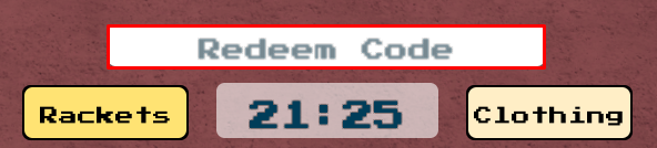 RS Tennis enter codes box