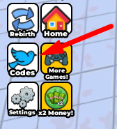 The Codes button in Sandwich Restaurant Tycoon