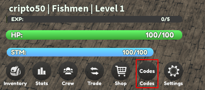 Sea Piece codes button