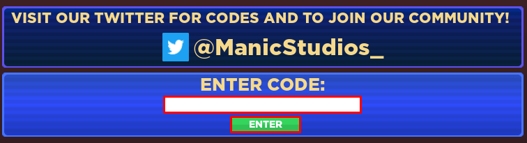 SHOOT OUT! enter codes box