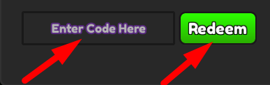 The code redeeming interface in Slap Battles