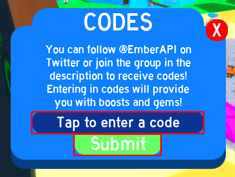 Slaying Simulator enter code box